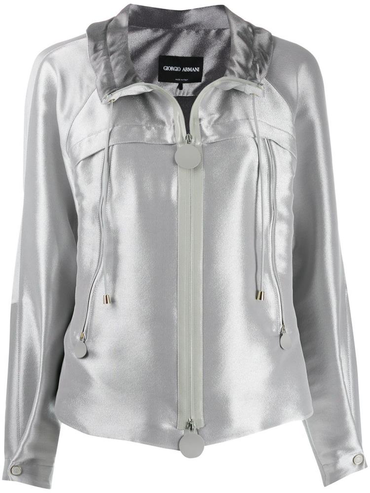 Bomber Jacket Giorgio Armani Varsity Mujer Plateadas | N0JLWZ3Z