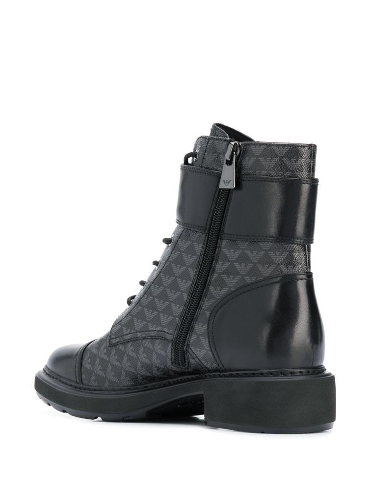 Botas Armani Emporio Logo Print Combat Mujer Negras Gris | QY1AQ9DB