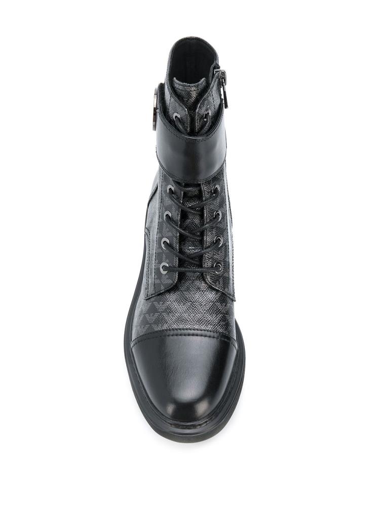 Botas Armani Emporio Logo Print Combat Mujer Negras Gris | QY1AQ9DB