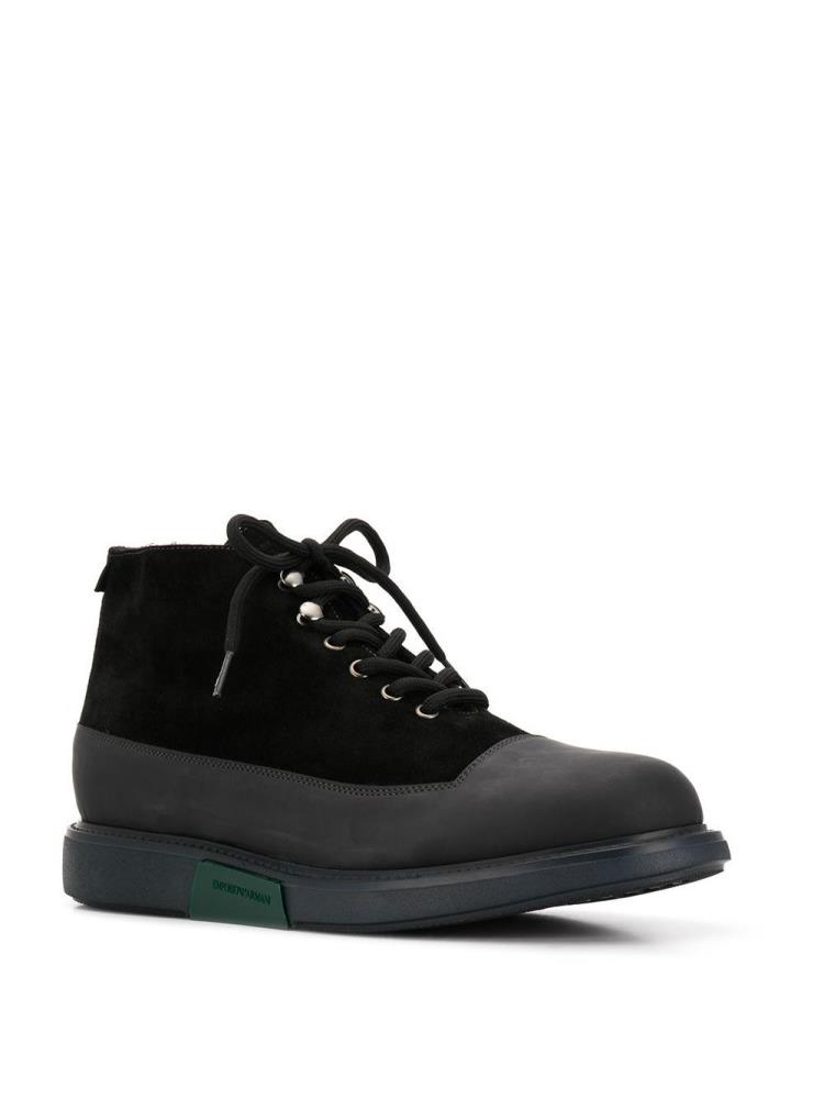 Botines Armani Emporio Encaje Up Hombre Negras | 8LIERP94