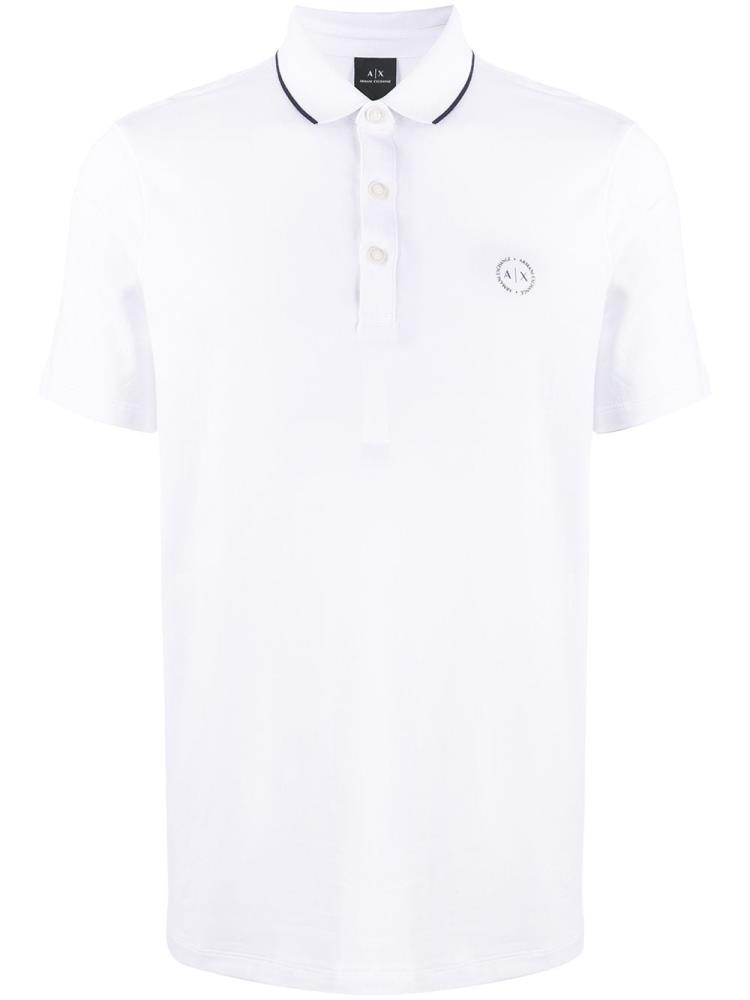 Camisa Polo Armani Exchange Embroidered Logo Hombre Blancas | 8WSJW4CE