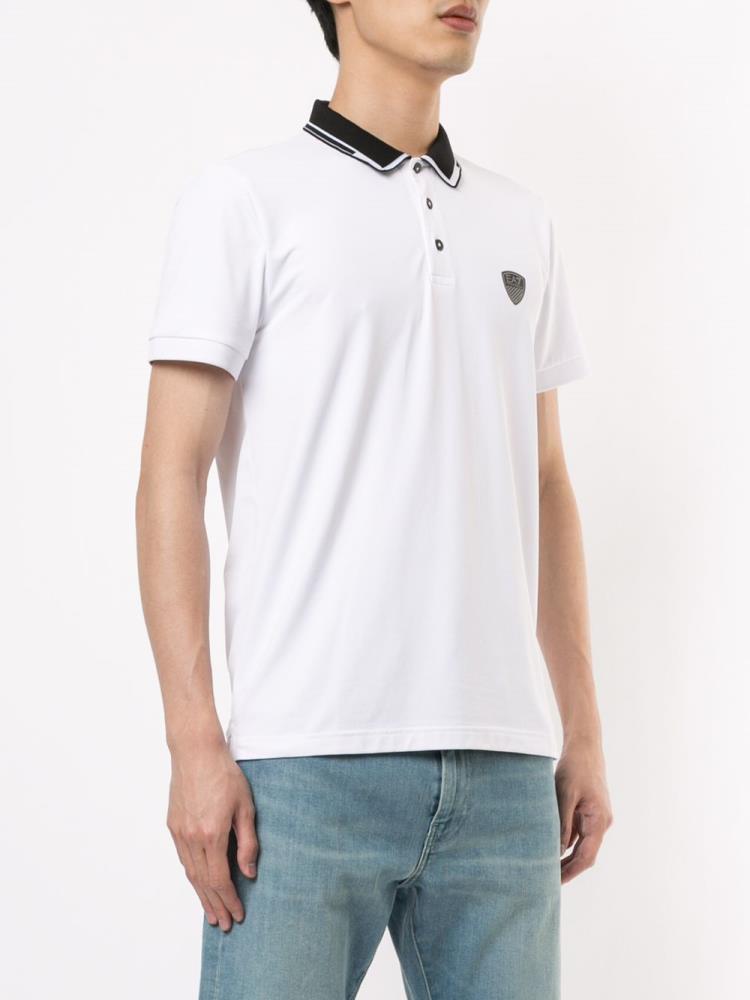 Camisa Polo Ea7 Emporio Armani Back Logo Colour Block Hombre Blancas | 4JAPX3SK