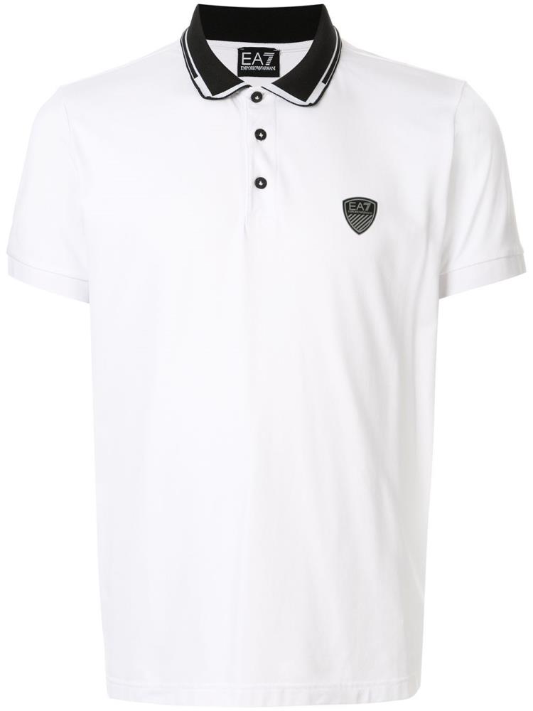 Camisa Polo Ea7 Emporio Armani Back Logo Colour Block Hombre Blancas | 4JAPX3SK