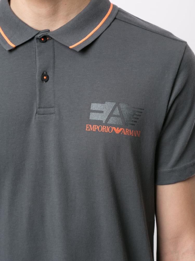 Camisa Polo Ea7 Emporio Armani Printed Logo Hombre Gris Naranjas | HVOO89XF