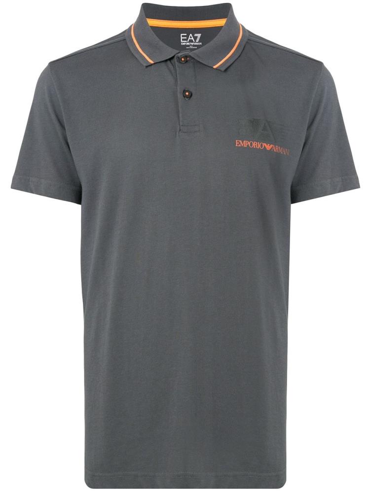 Camisa Polo Ea7 Emporio Armani Printed Logo Hombre Gris Naranjas | HVOO89XF