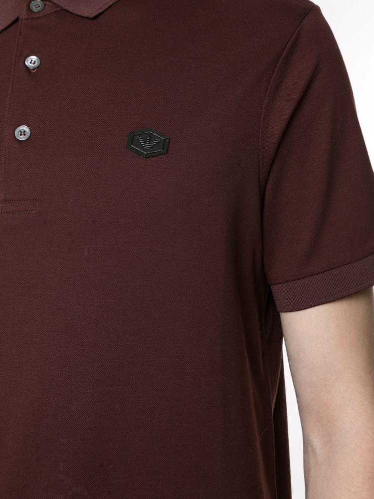 Camisa Polo Armani Emporio Embroidered Logo Hombre Rojas | 8BZQGNKM