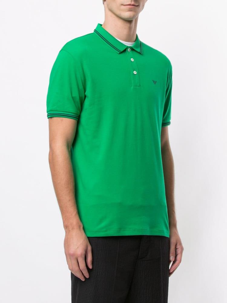 Camisa Polo Armani Emporio Embroidered Logo Hombre Verde | R4Y3BRM5