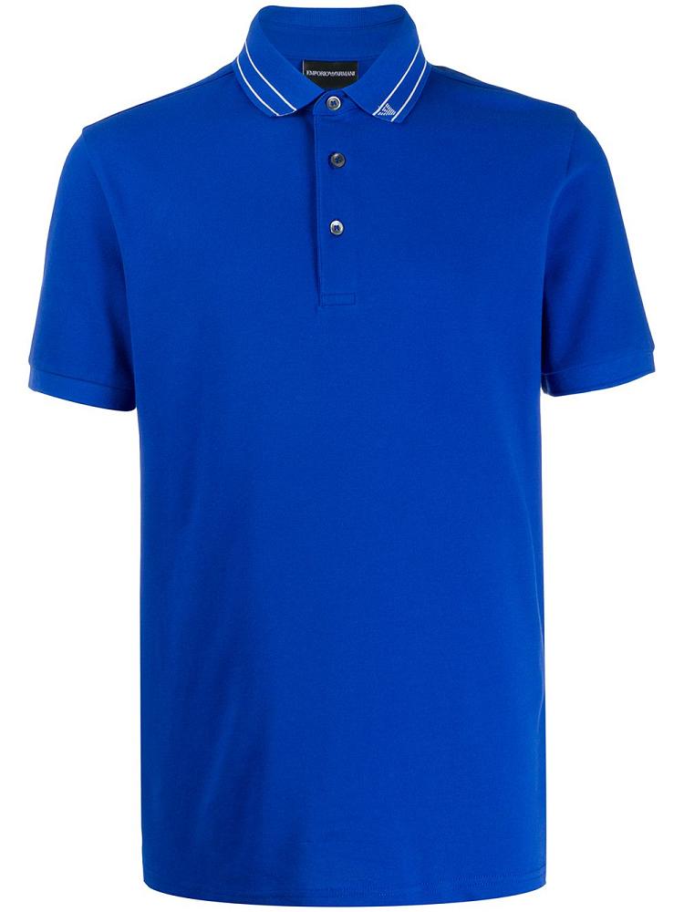 Camisa Polo Armani Emporio Logo Collar Hombre Azules | GRL4ETTF