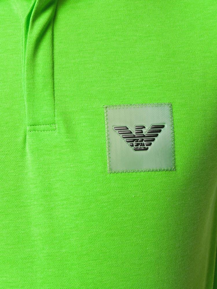 Camisa Polo Armani Emporio Logo Patch Hombre Verde | H2ICVQGX