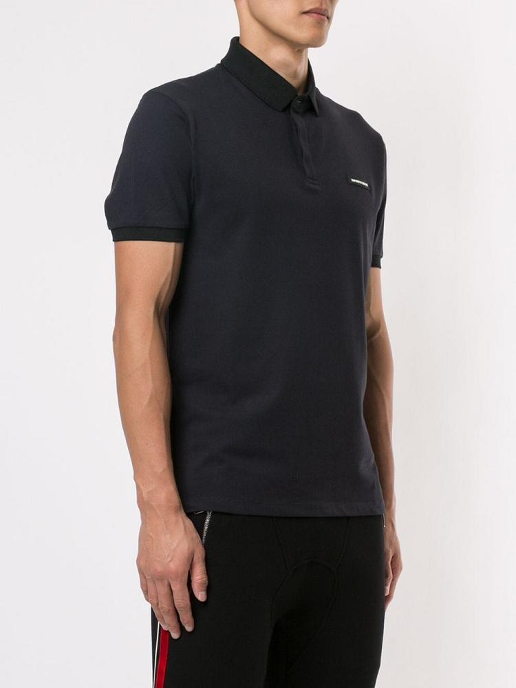 Camisa Polo Armani Emporio Logo Patch Hombre Azules | R4QH4SPY