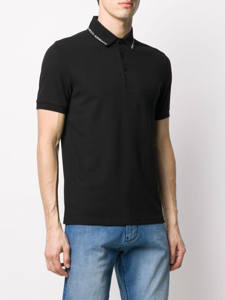 Camisa Polo Armani Emporio Logo Trimmed Hombre Azules | UXW8JEQM