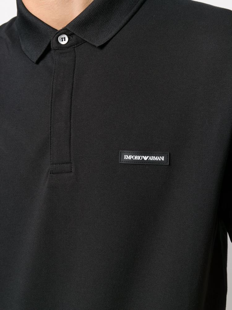 Camisa Polo Armani Emporio Patch Detail Hombre Negras | TY5U74OJ