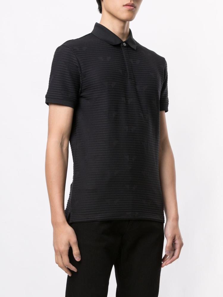 Camisa Polo Armani Emporio Striped Hombre Negras | HG6FO408