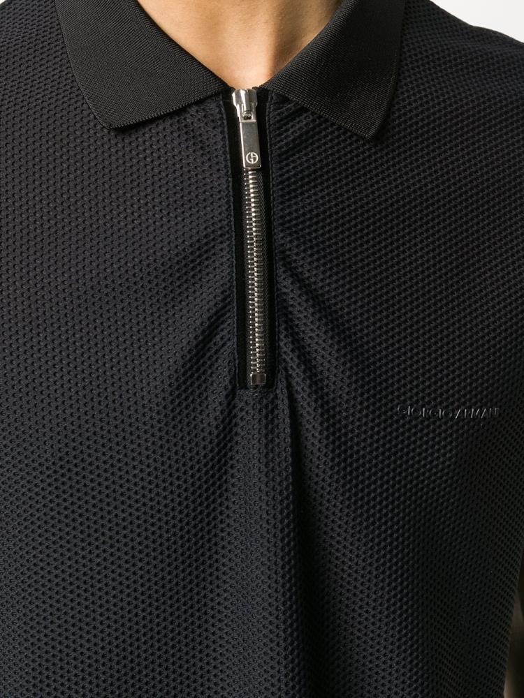 Camisa Polo Giorgio Armani Half Zip Mesh Hombre Azules | TJ9T2J11