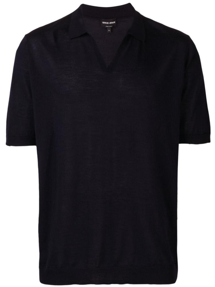 Camisa Polo Giorgio Armani Open Collar Hombre Azules | H1GD7QAQ