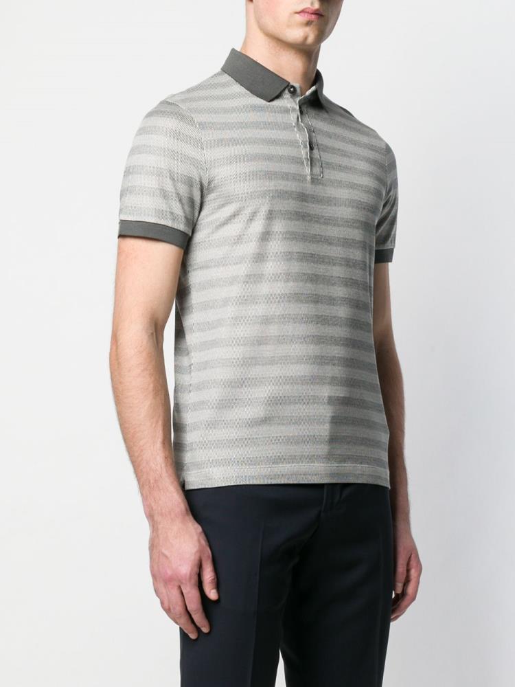 Camisa Polo Giorgio Armani Striped Hombre Gris | VFGQX8UZ