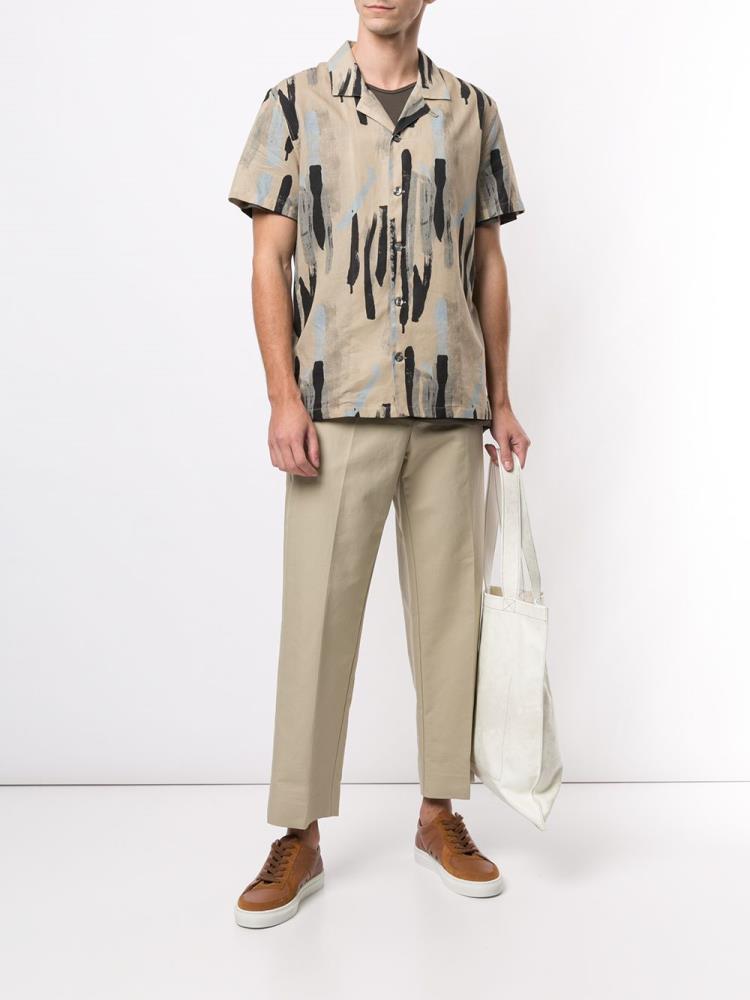 Camisas Armani Emporio Abstract Print Hombre Beige | DDJCNQ48