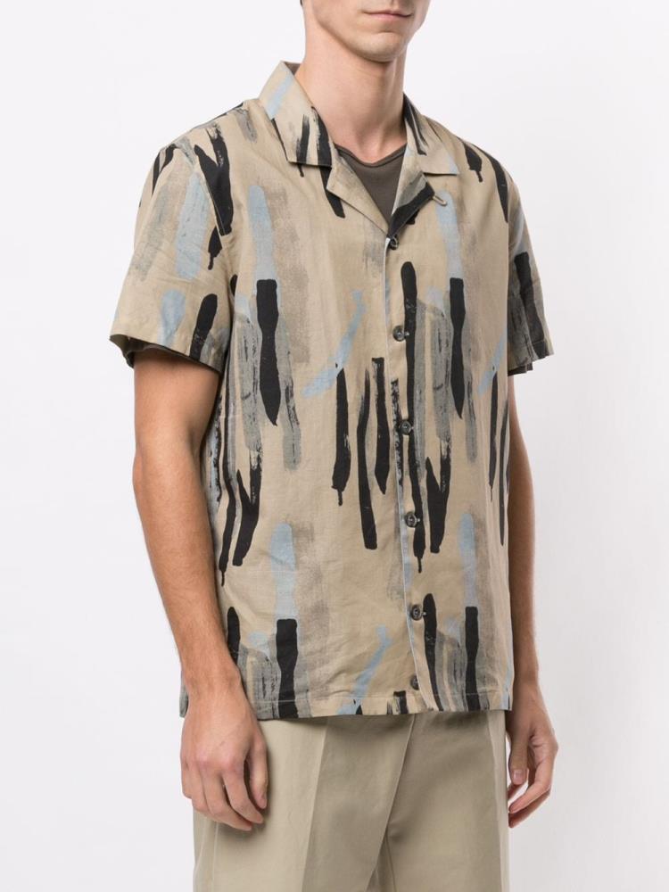 Camisas Armani Emporio Abstract Print Hombre Beige | DDJCNQ48