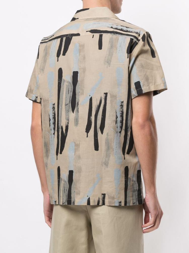 Camisas Armani Emporio Abstract Print Hombre Beige | DDJCNQ48