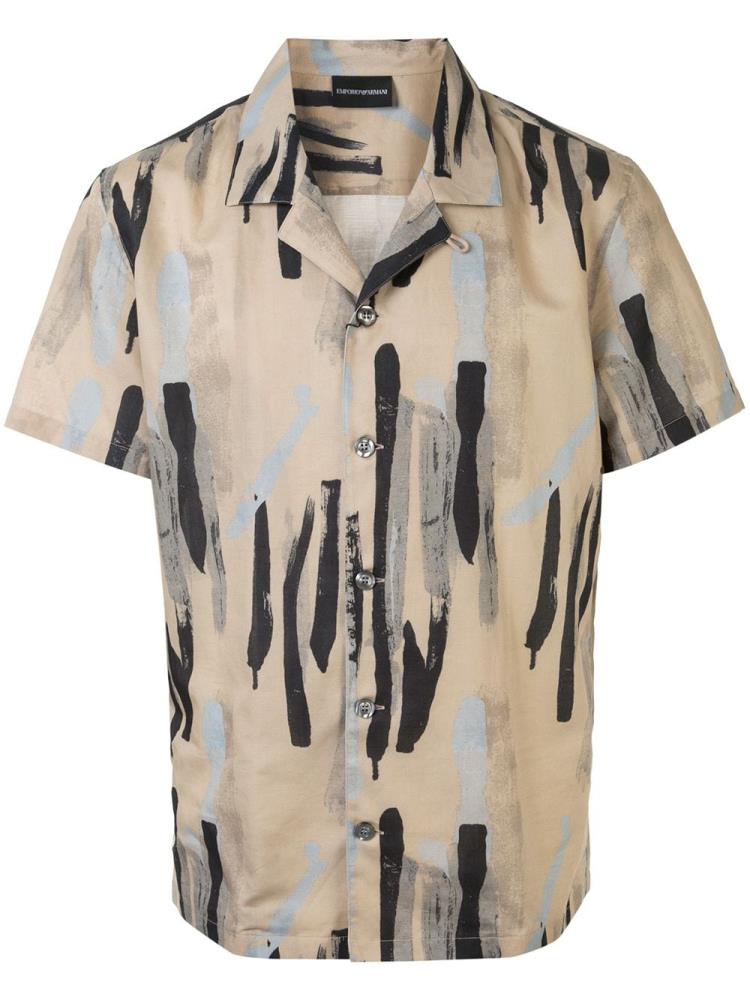 Camisas Armani Emporio Abstract Print Hombre Beige | DDJCNQ48