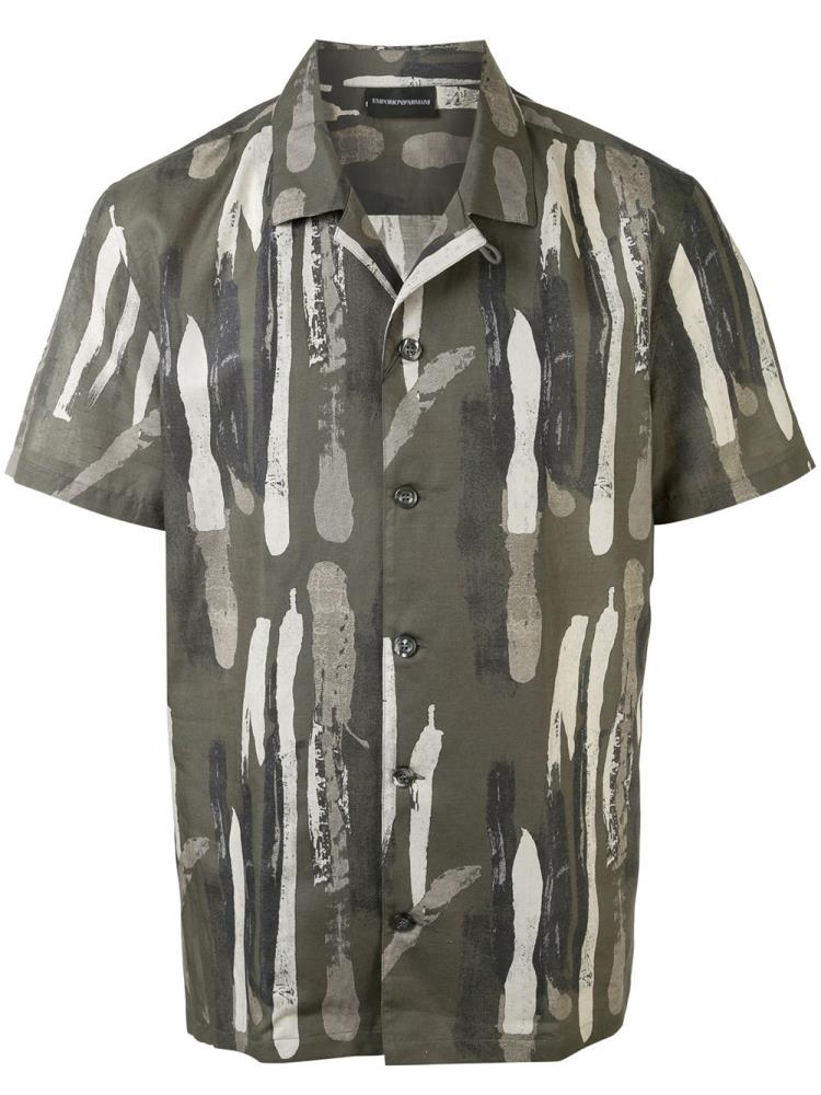 Camisas Armani Emporio Abstract Print Hombre Verde | R9IKB3XM