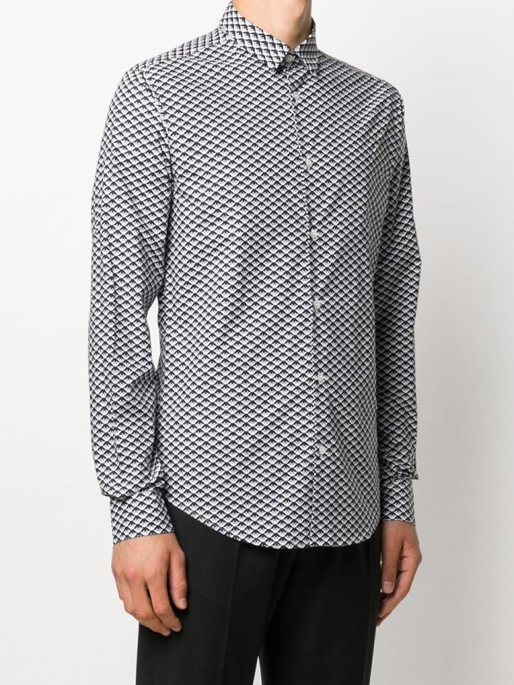 Camisas Armani Emporio All Over Op Art Hombre Negras Blancas | RR5F8DUE