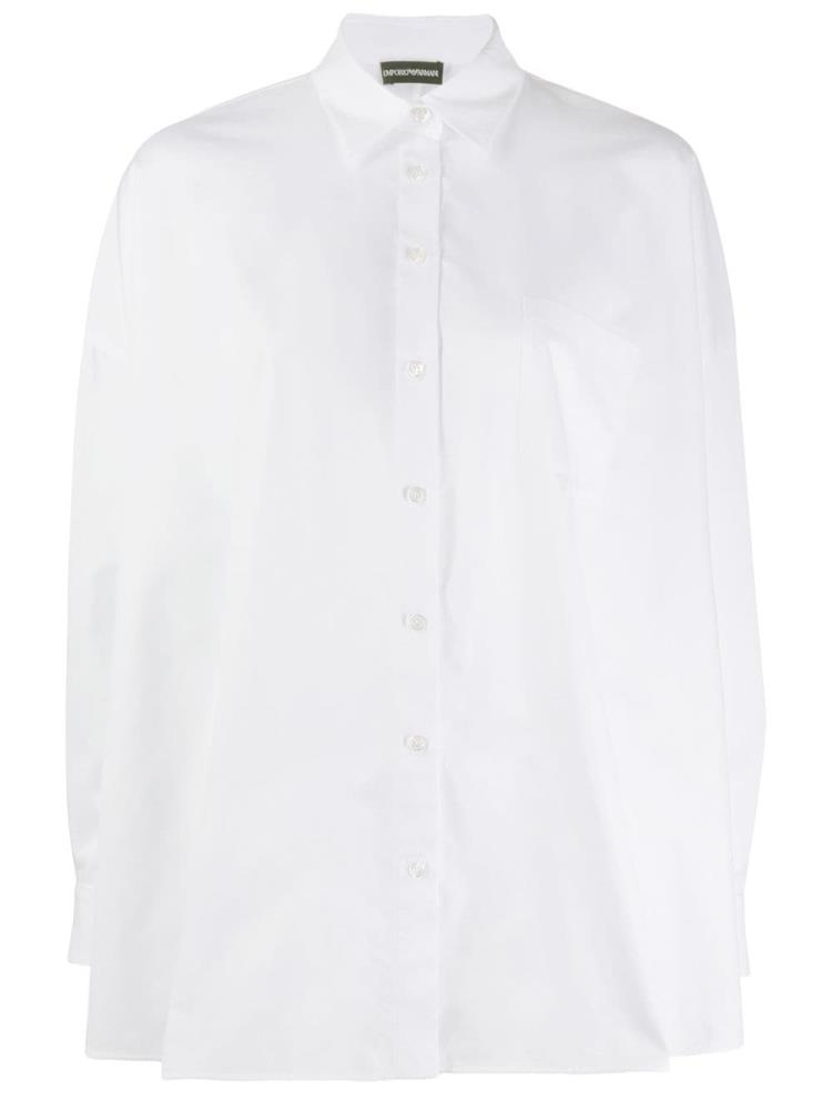 Camisas Armani Emporio Anchos Hem Long Sleeve Mujer Blancas | PM87CQE9