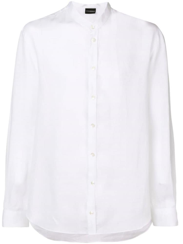 Camisas Armani Emporio Band Collar Hombre Blancas | 2KRW8KJ5