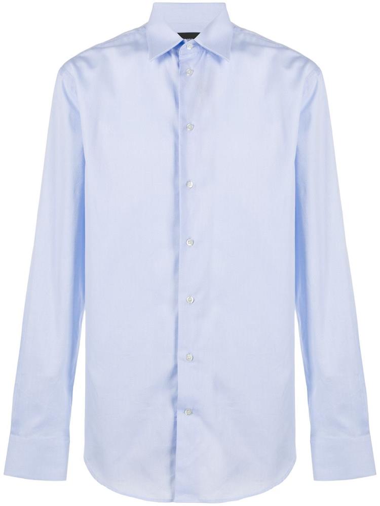 Camisas Armani Emporio Button Cuff Hombre Azules | G3ZIKHSS