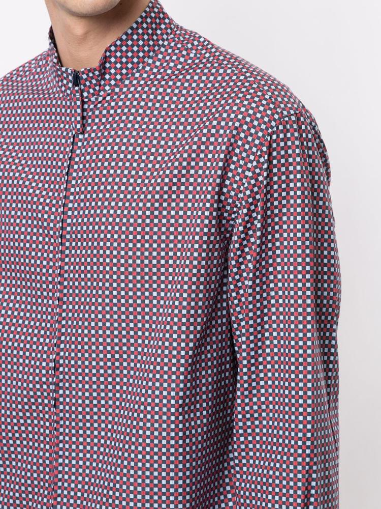 Camisas Armani Emporio Check Print Zipped Hombre Multicolor | 3JXKX4BT