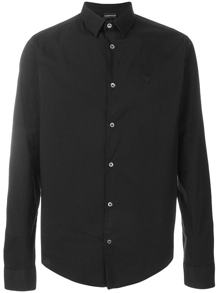 Camisas Armani Emporio Classic Button Down Hombre Negras | WN5FDDLO