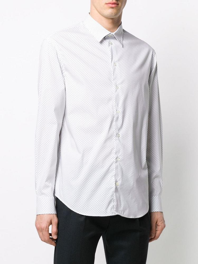 Camisas Armani Emporio Micro Patterned Hombre Blancas Azules | GGCQBXFO