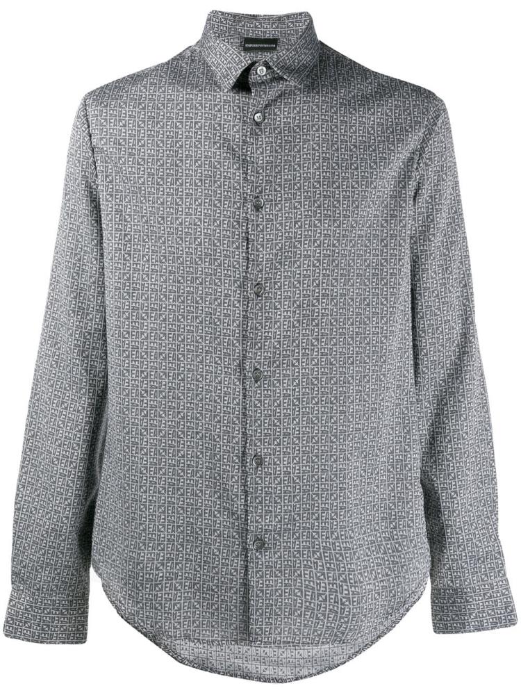 Camisas Armani Emporio Monogram Print Hombre Gris | ZPY2DQ0A