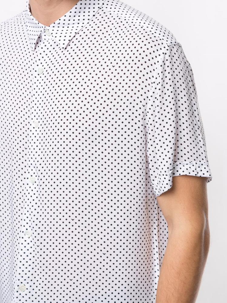 Camisas Armani Emporio Polka Dot Hombre Blancas | 7HX75VJH