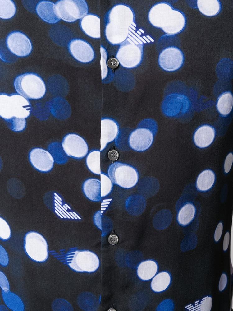 Camisas Armani Emporio Spot Logo Print Hombre Azules | DJATBSXT