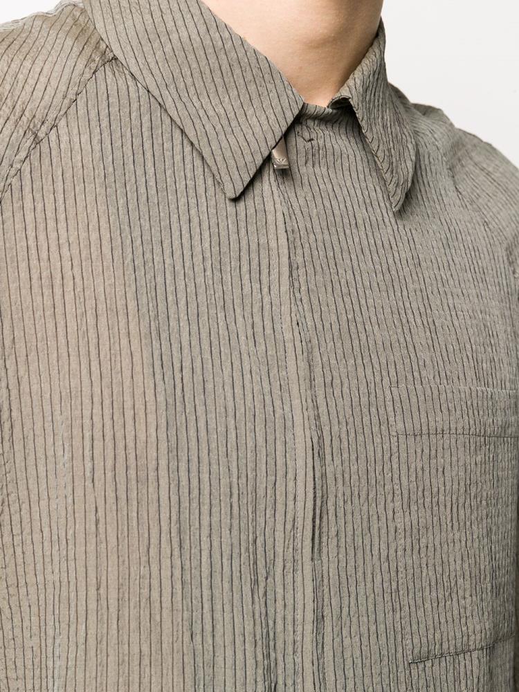 Camisas Armani Emporio Striped Creased Effect Hombre Gris | 2IREY0BW