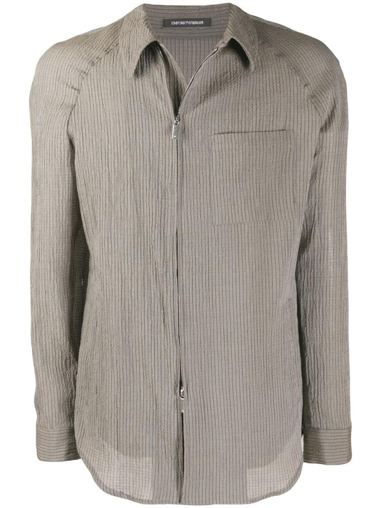 Camisas Armani Emporio Striped Creased Effect Hombre Gris | 2IREY0BW