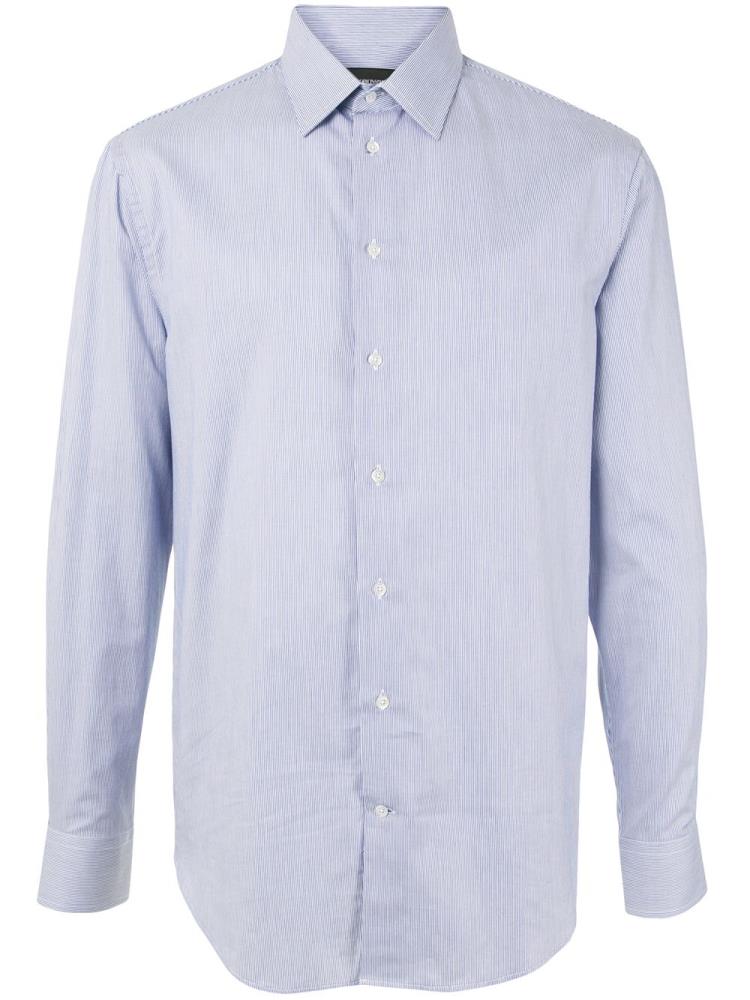 Camisas Armani Emporio Striped Print Buttoned Hombre Azules | T7JQ6U4N