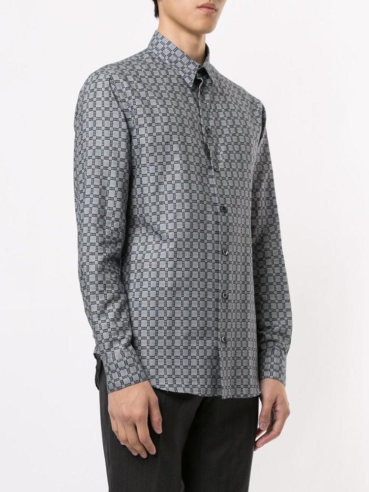 Camisas Giorgio Armani Check Print Hombre Azules | LD1PH7K8