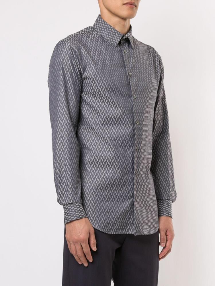 Camisas Giorgio Armani Chevron Print Hombre Gris | ULIO8RWH