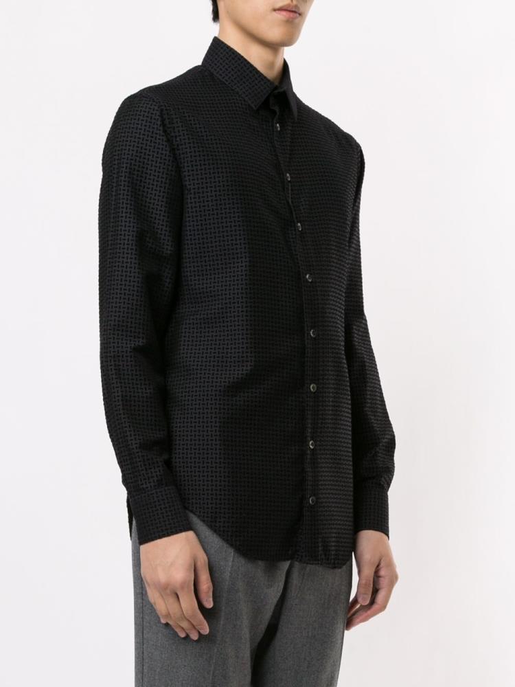 Camisas Giorgio Armani Geometric Print Hombre Negras | GQP5HZWF