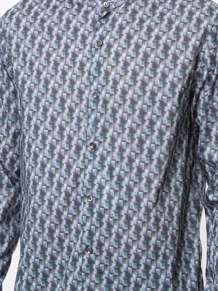 Camisas Giorgio Armani Geometric Long Sleeve Hombre Azules | VNIPQ9I4