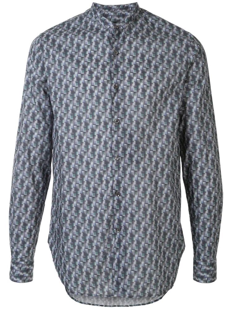 Camisas Giorgio Armani Geometric Long Sleeve Hombre Azules | VNIPQ9I4