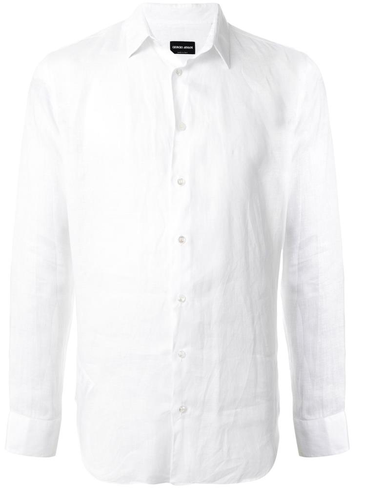 Camisas Giorgio Armani Long Sleeve Plain Hombre Blancas | 63WPWE4I