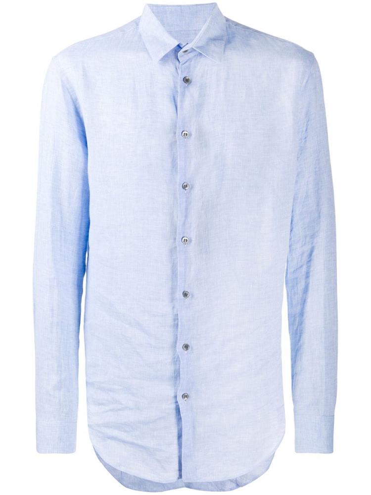 Camisas Giorgio Armani Pointed Collar Hombre Azules | M4CMF2HP