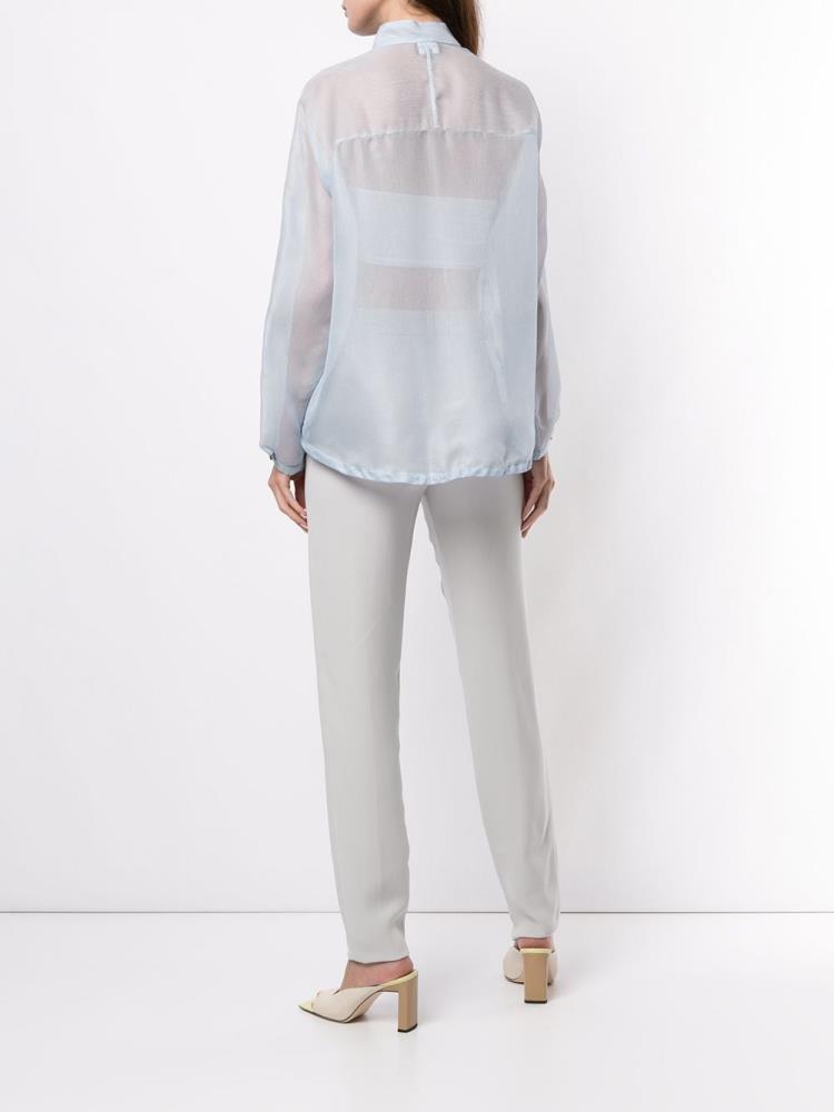 Camisas Giorgio Armani Sheer Oversized Mujer Azules | 9IGWB882