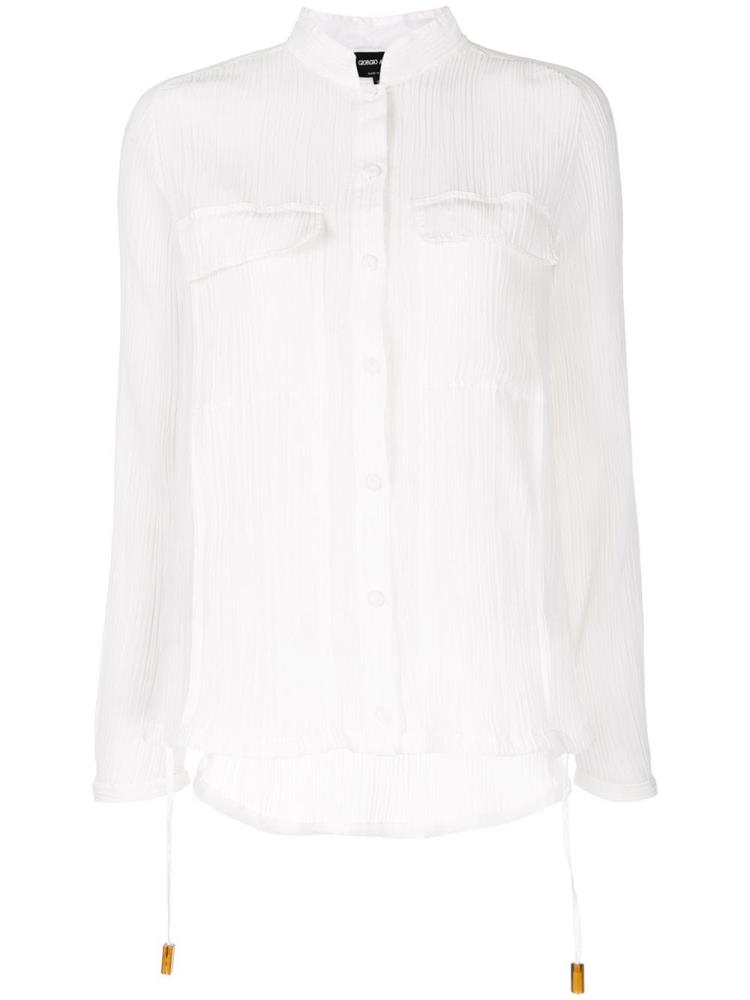 Camisas Giorgio Armani Sheer Pocket Mujer Blancas | FF1QTH4Y