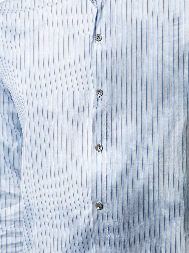 Camisas Giorgio Armani Striped Band Collar Hombre Azules | 5T7VG370