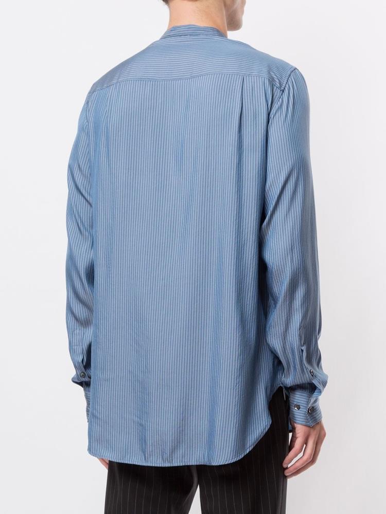 Camisas Giorgio Armani Striped Long Sleeve Hombre Azules | 5WMLBC2U