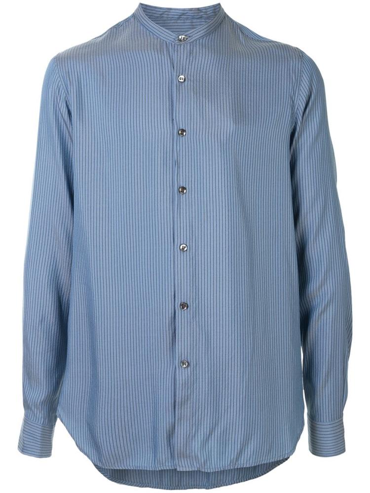 Camisas Giorgio Armani Striped Long Sleeve Hombre Azules | 5WMLBC2U